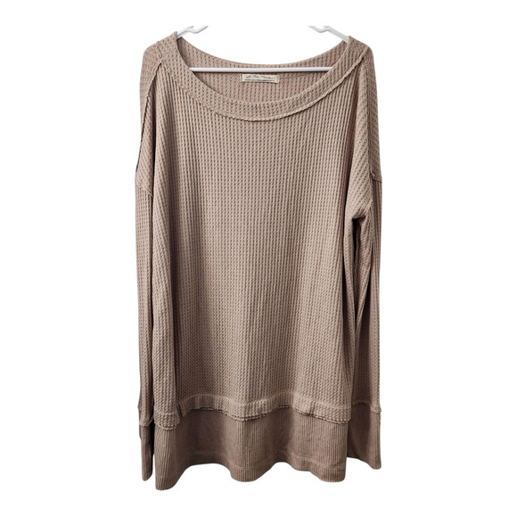 Free People We The Free Thermal Oversized Tunic Top M Tan Minimalist Casual - Picture 1 of 8